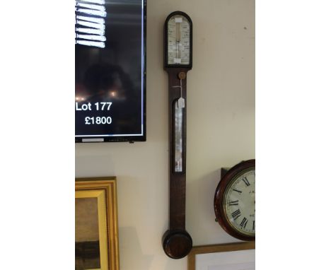 A late Victorian mahogany stick barometer and thermometer by Millard and Son