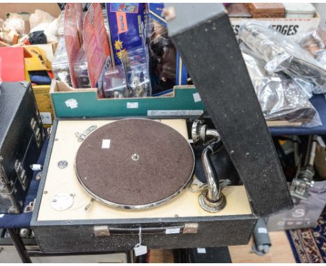 A Decca '50' portable record player, including winder