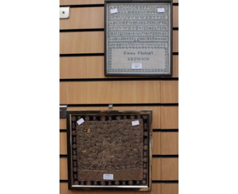 A framed and glazed sampler, Emma Flintoff 1833 with a framed and glazed Oriental embroidery (2)