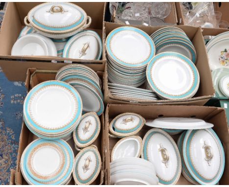 A comprehensive late Victorian Royal Worcester dinner service circa 1885, including tureens with covers, entree dishes with c