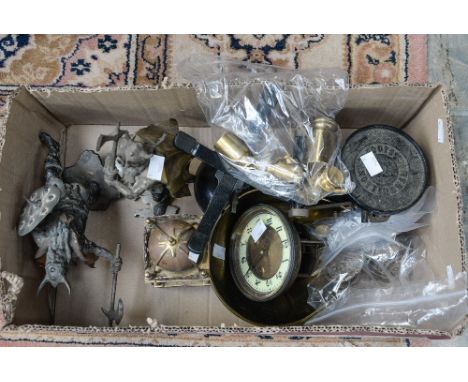 A set of Botts of Nottingham weighing scales, with metric brass weights, and Imperial weights, two Phill Hazard studio metal 