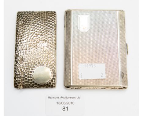 An Edwardian silver card case, Birmingham 1902, maker M.B together with an Art Deco cigarette case, Birmingham 1934, gilt int