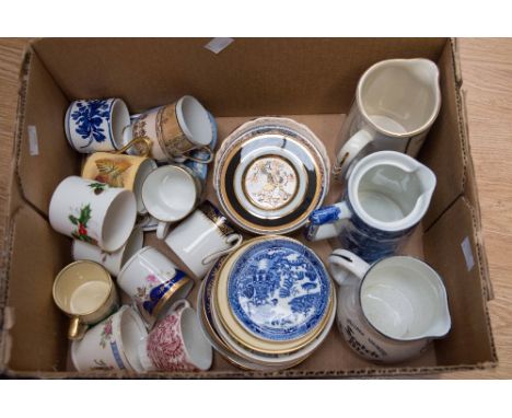 A Minton William Youngers Scotch ale jug, with an IND Coope & Co Ltd jug, assorted cups and saucers etc (1 box)