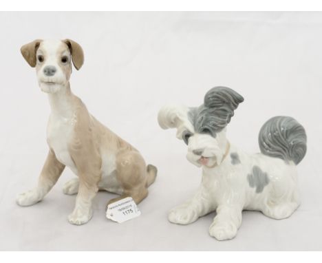 Two Lladro terrier dogs