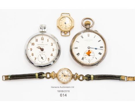 S Smith & Son silver pocket watch, Ingersoll and two gold plated ladies' watches