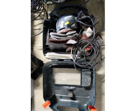 A Black & Decker Mouse electric sander in fitted plastic case with instruction guide and accessories etc 