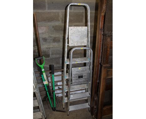 Two aluminium folding step ladders