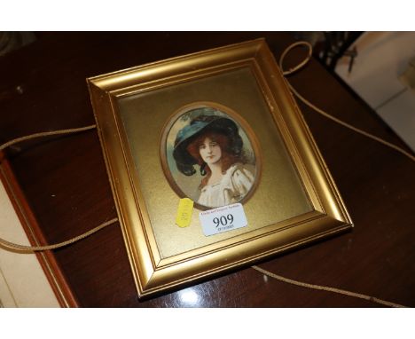 An antique portrait print of a lady