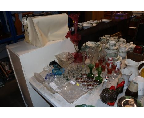 A quantity of various table glassware to include a table epergne AF
