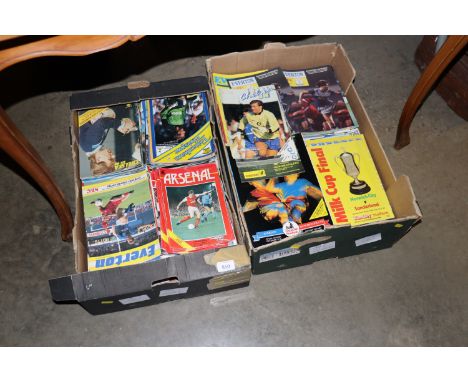 Two boxes of various football programmes to include Chelsea, Arsenal