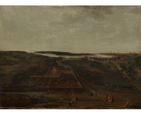 Jacob Grimmer (Antwerp circa 1525-1590)A View of Kiel on the Scheldt with Antwerp beyond bears signature '**** BRUEG***' (low