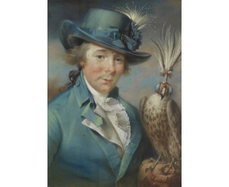 John Russell (Guildford 1745-1806 Hull)Portrait of Colonel Thornton with a hawk pastel59.5 x 44.1cm (23 7/16 x 17 3/8in).Foot