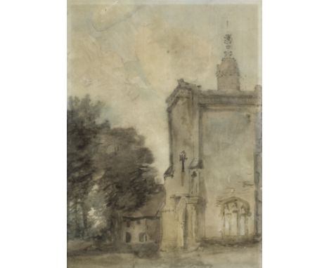 John Constable  R.A. (East Bergholt 1776-1837 London)East Bergholt Church, the south porch pencil and watercolour on laid pap