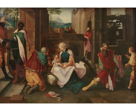 Netherlandish School, 16th CenturyThe Adoration of the Magi oil on panel90.5 x 119cm (35 5/8 x 46 7/8in).Footnotes:The presen