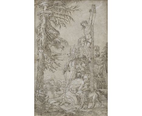 Studio of Wolf Huber (Feldkirch circa 1485-1553 Passau)Saint Jerome in prayer bears monogram 'Aa' (lower centre)pen and brown