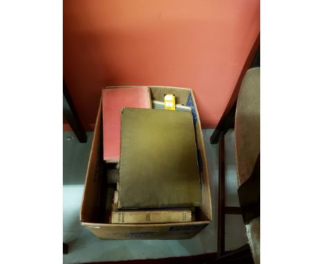 TWO BOXES OF MISCELLANEOUS BOOKS, comprising The Seanad Eireann Debates, six volumes 1925-1935; a scrapbook with manuscript l