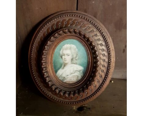 NINETEENTH CENTURY FRENCH SCHOOL, oval miniature portrait of a lady, probably Marie Antoinette on ivory, 2.5" (6cm) diameter,