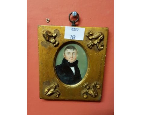 REINHARD C.1811, "Portrait of a Gentleman in black jacket", miniature on ivory, signed and dated 1811, 2.5" (6.5cm), in gilt 