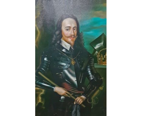 AFTER ANTHONY VAN DYCK, Portrait Charles I in Armour, O.R.M., in gilt frame, 35” (89cm) x 23” (59cm). (1) 