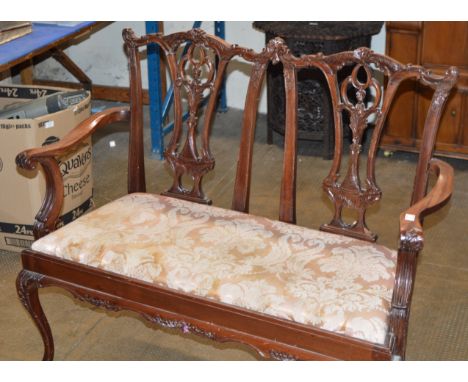 MAHOGANY CHIPPENDALE STYLE SETTEE     