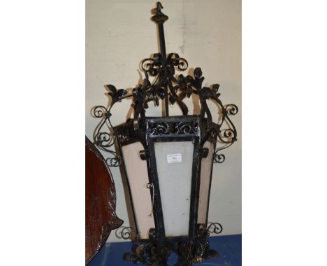 OLD WROUGHT IRON LIGHT FITTING     