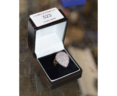 9 CARAT GOLD DIAMOND CHIP CLUSTER RING - APPROX WEIGHT = 8.2 GRAMS     