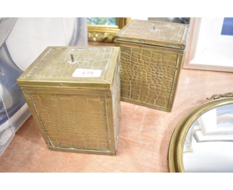 A pair of Edwardian brass tea caddy