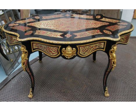 DESK, Louis XV boulle style in oval shape, 148cm x 88cm x 78cm H.
