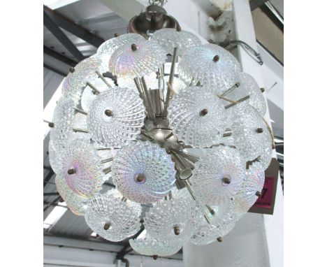 MURANO SPUTNIK DANDELION FLOWER GLOBE LIGHT, on chromed frame, 46cm H, plus chain. 