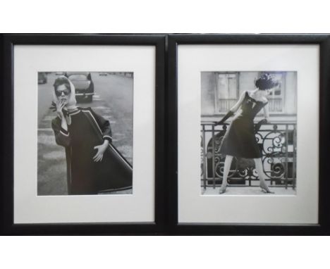 VINTAGE PHOTOSHOOT, black and white prints, two sets of four, 25cm x 19.5cm and 20cm x 19cm, framed. (8)
