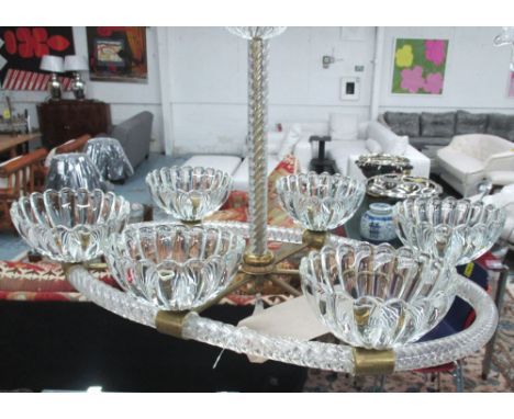 MURANO BAROVIER ROPE TWIST GLASS OVAL LIGHT, 89cm H, plus chain. (old restoration)