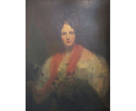 19TH CENTURY SCHOOL, 'Portrait of Mrs Mary Gordon Crawford,' oil on canvas, 91cm x 71cm, with gilt frame (118 x 98cm) (M.Gord