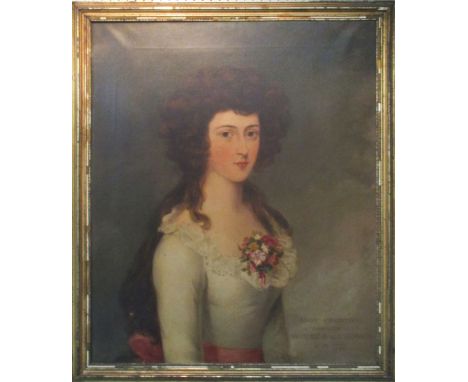 LATE 18TH CENTURY SCHOOL, 'Portrait of Mary Crawford,' oil on canvas, 76cm x 64cm, framed (with faults general ware) (daughte