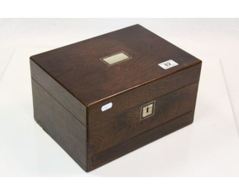 19th Century Rosewood Jewellery box with Mother of Pearl inlay and part fitted interior, measures approx 30 x 22.5 x 17cm