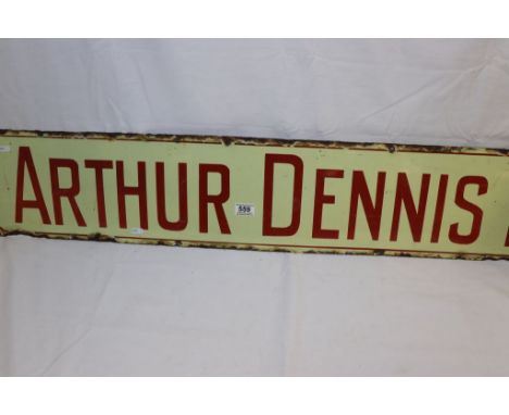 Vintage Enamel Sign ' Arthur Dennis Ltd ', 122cms x 23cms