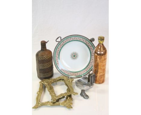 Small group of mixed collectables to include a Novelty Boot Vesta, Heated Ceramic &amp; metal dish, Brass frames etc