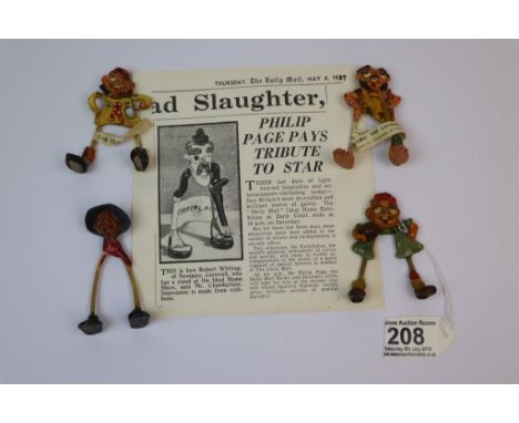 Four vintage Caricature figures made from "Wishbones" to include "Cedric the Caveman by Shippams of Chichester"