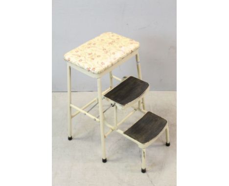 Vintage Metal Kitchen Stool with Fold Out Steps