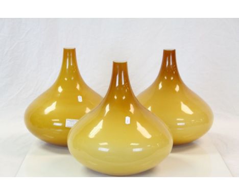 Three large vintage Onion shped Glass Light shades with fittings, each approx 32cm tall