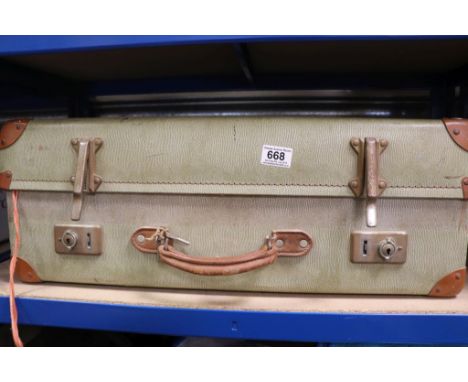 Vintage Suitcase containing approximately Five Cloth Flags