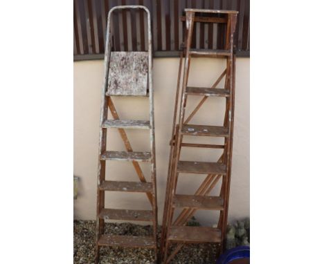 Two Wooden Decorators Step Ladders