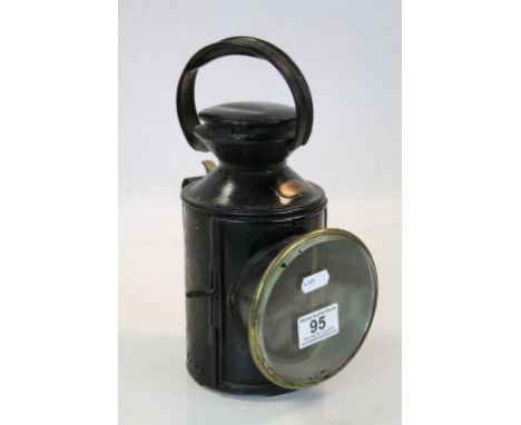 Vintage Railway Guards lamp stamped for "Somerset &amp; Dorset railway, lacks internal fittings, measures approx 27cm tall, c
