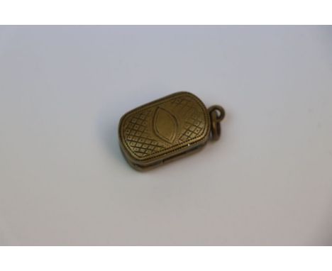 Vintage miniature Brass Vinaigrette with Silvered interior and hinged lid approx 2.5 x 1 x 1cm