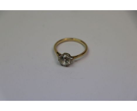 9ct yellow gold single stone ring of approx 1ct