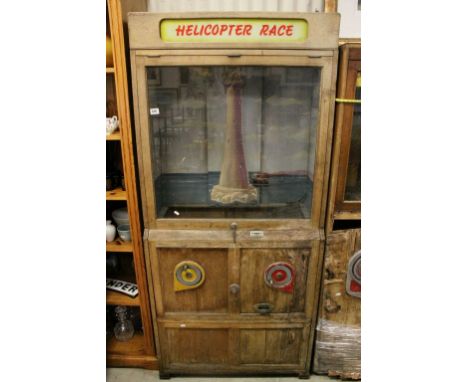 Vintage Freestanding Wooden Cased ' Helicopter Race ' Arcade Machine / Game, in need of restoration, 196cms high x 89cms wide