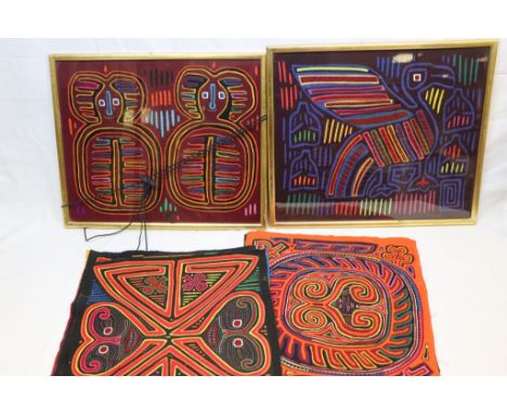 Nine items of Peruvian and Mayan Textiles together with Five ' Mola ' Textiles made by Kuna Indians in Panama