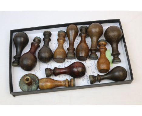 Collection of vintage Wooden handled Brass Seals for "Cockburn &amp; Campbell" wine Merchants