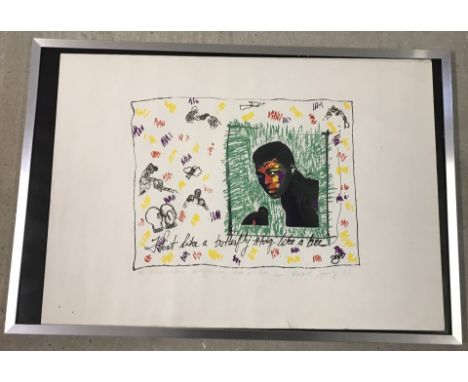 Muhammad Ali print - Artist's Proof by Jan Nevard. Signed in pencil by artist. Spring '86. Framed & glazed. 24 x 33 inches.