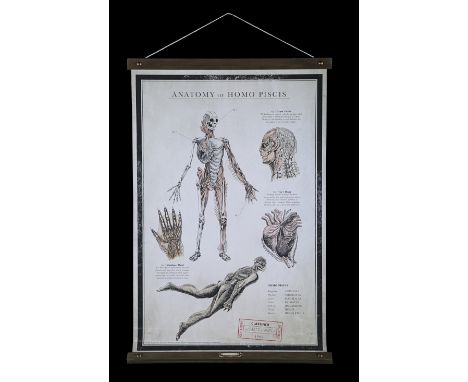 A promotional canvas poster provided to VIP's at the Venice Film Festival. The poster mimics an old anatomical chart and depi