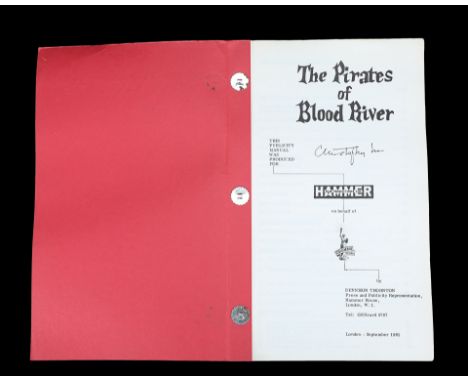 From the personal archive of Sir Christopher Lee comes this original Studio issued production information folder relating to 